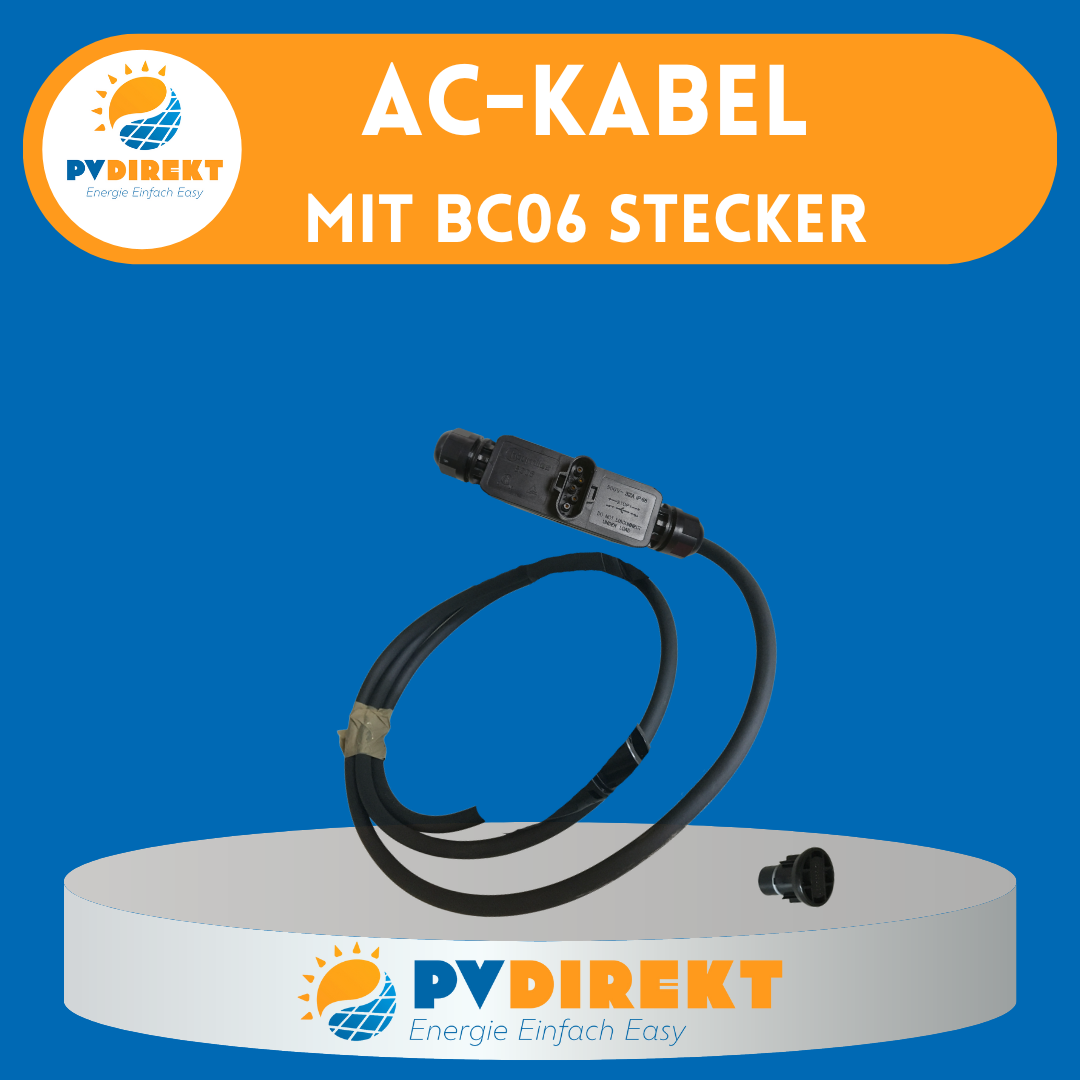 3 m AC-Kabel mit Endkappe und BC06-Stecker