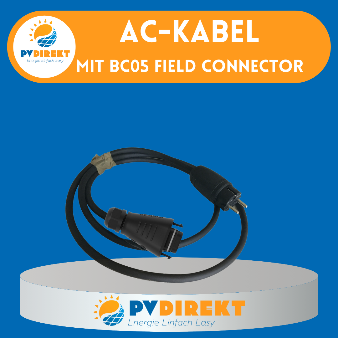 2 m AC-Kabel mit Schukostecker und BC05-Stecker